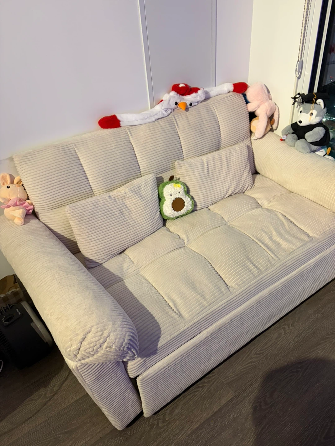 Cream Corduroy Convertible Sofa Bed - photo 3