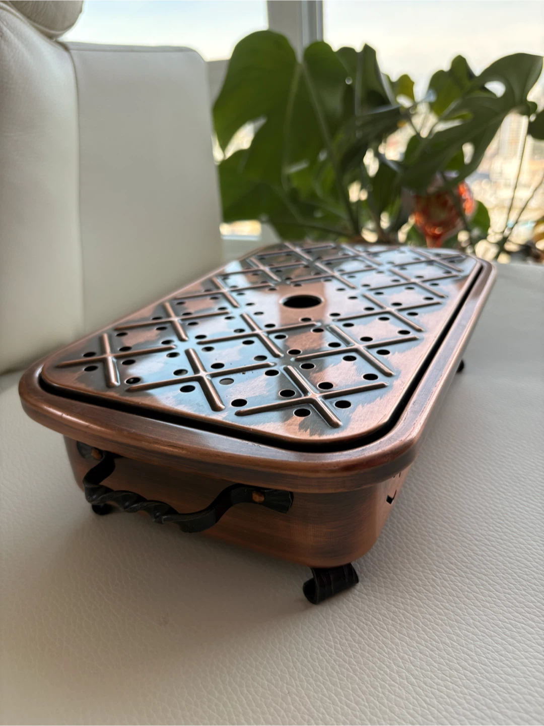 Copper Rectangular Tea Warmer Stand