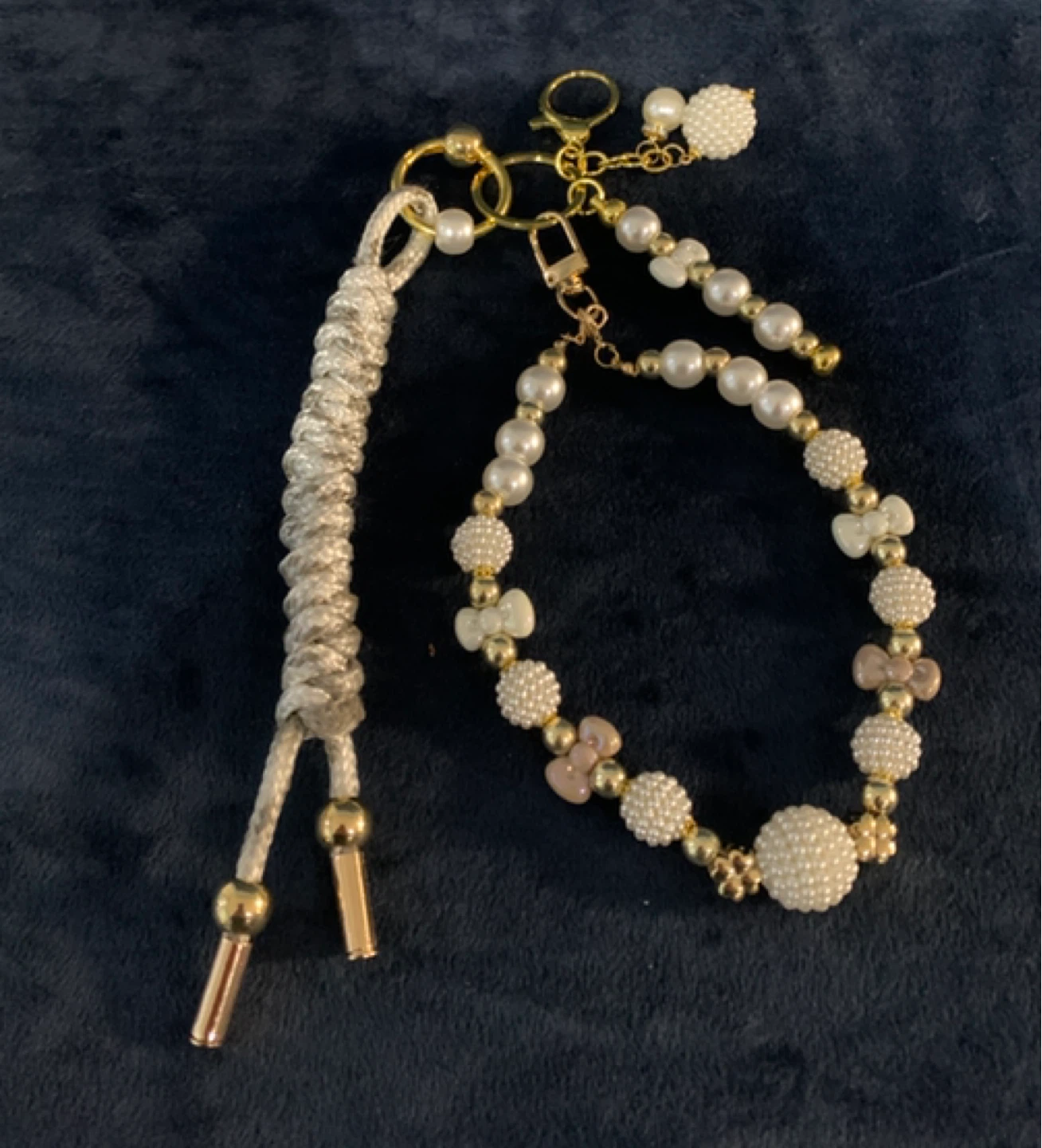 Beaded Key Bag Charm with Braided Strap