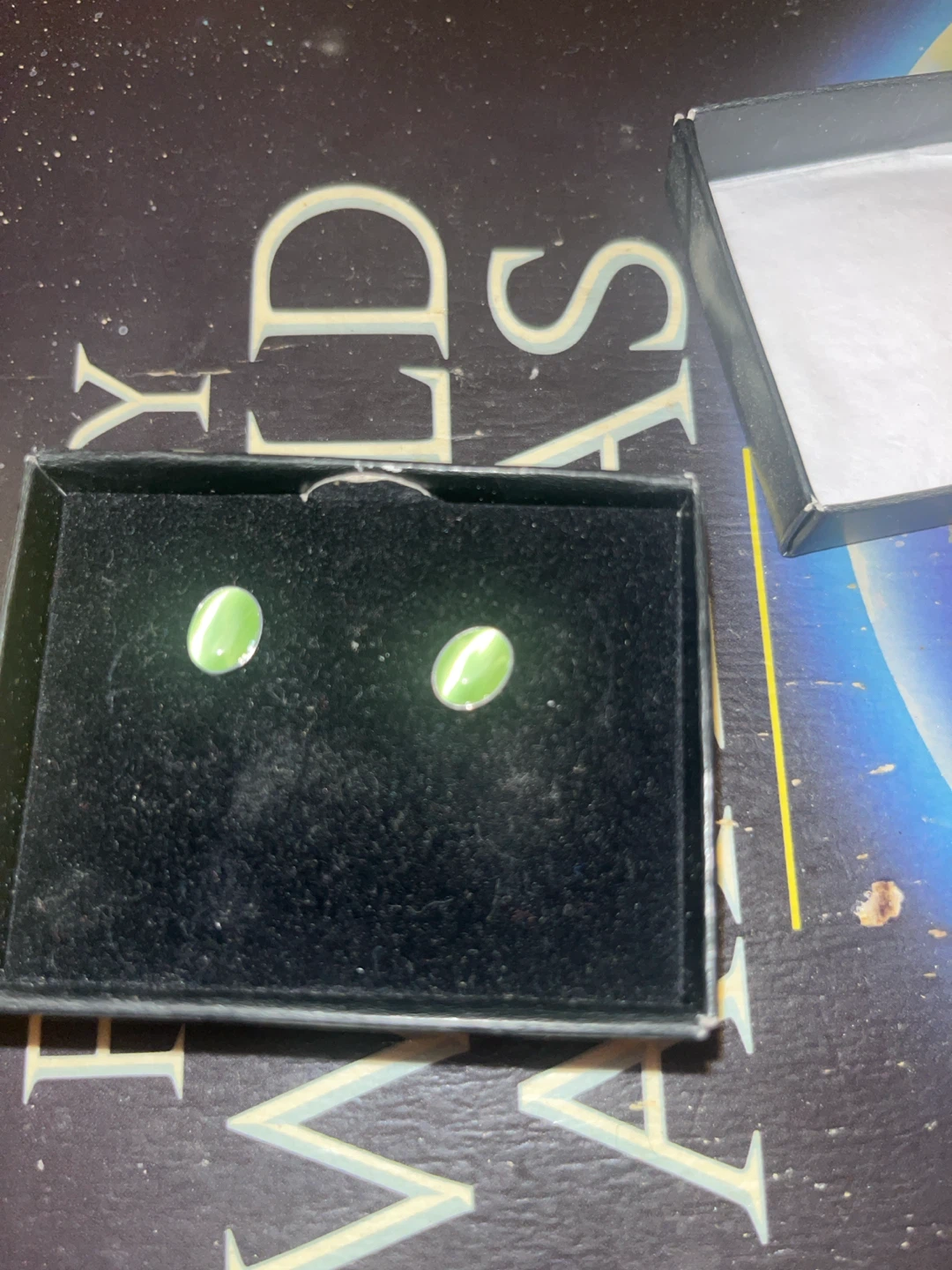 Green Cat's Eye Stone Stud Earrings