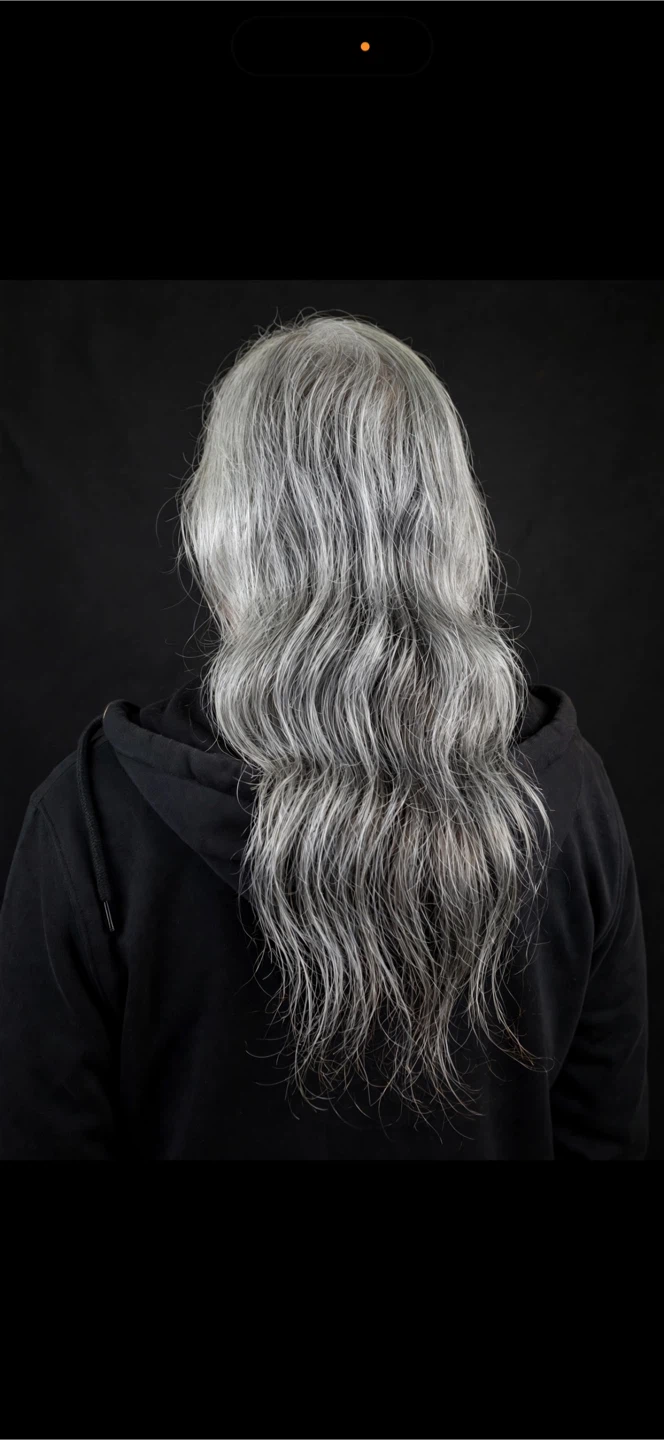 Split Skull Halloween Latex Mask with Grey Hair - photo 2