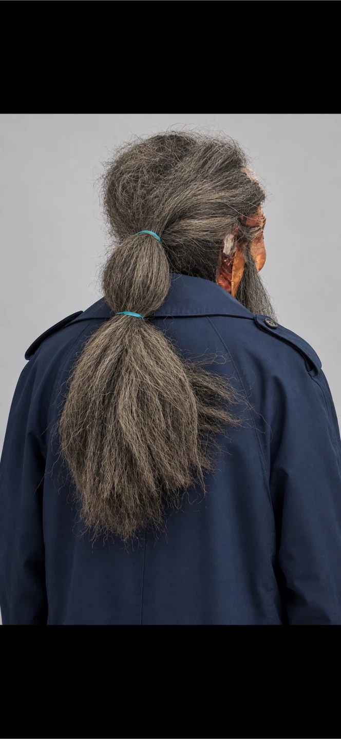 Split Skull Halloween Latex Mask with Grey Hair - photo 4