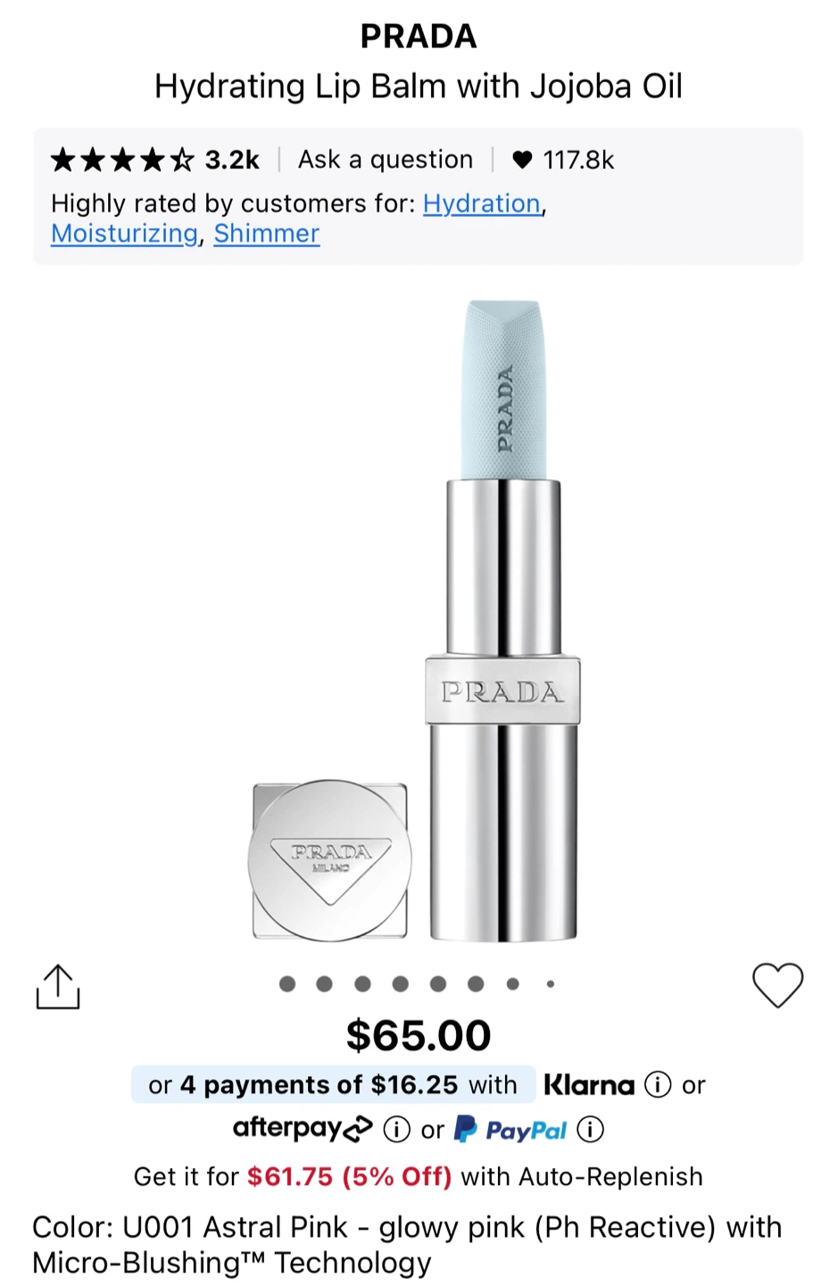 🆕 Prada Hydrating Lip Balm U001 Astral Pink 1.3g - photo 5
