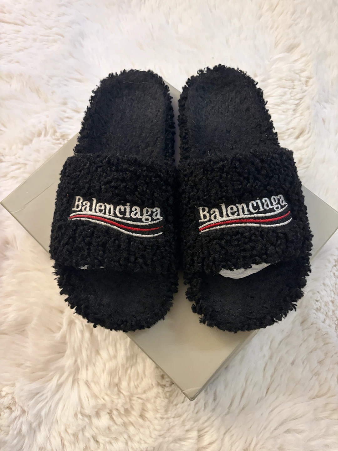 Balenciaga Black Fur Slides - photo 2