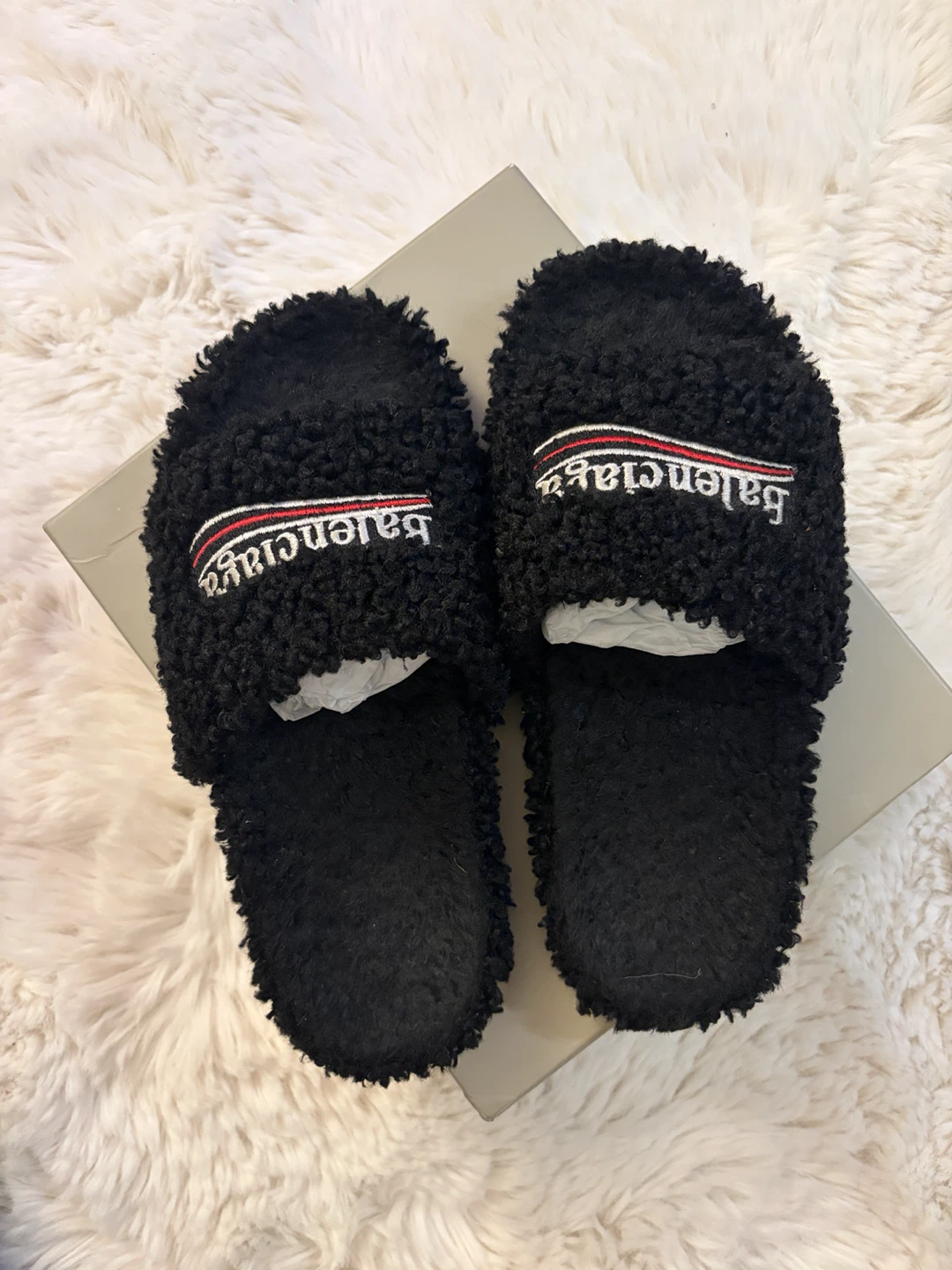 Balenciaga Black Fur Slides - photo 3