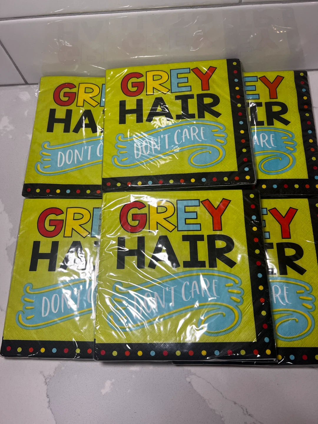 6 Packs of   Grey Hair Don't Care Luncheon Napkins