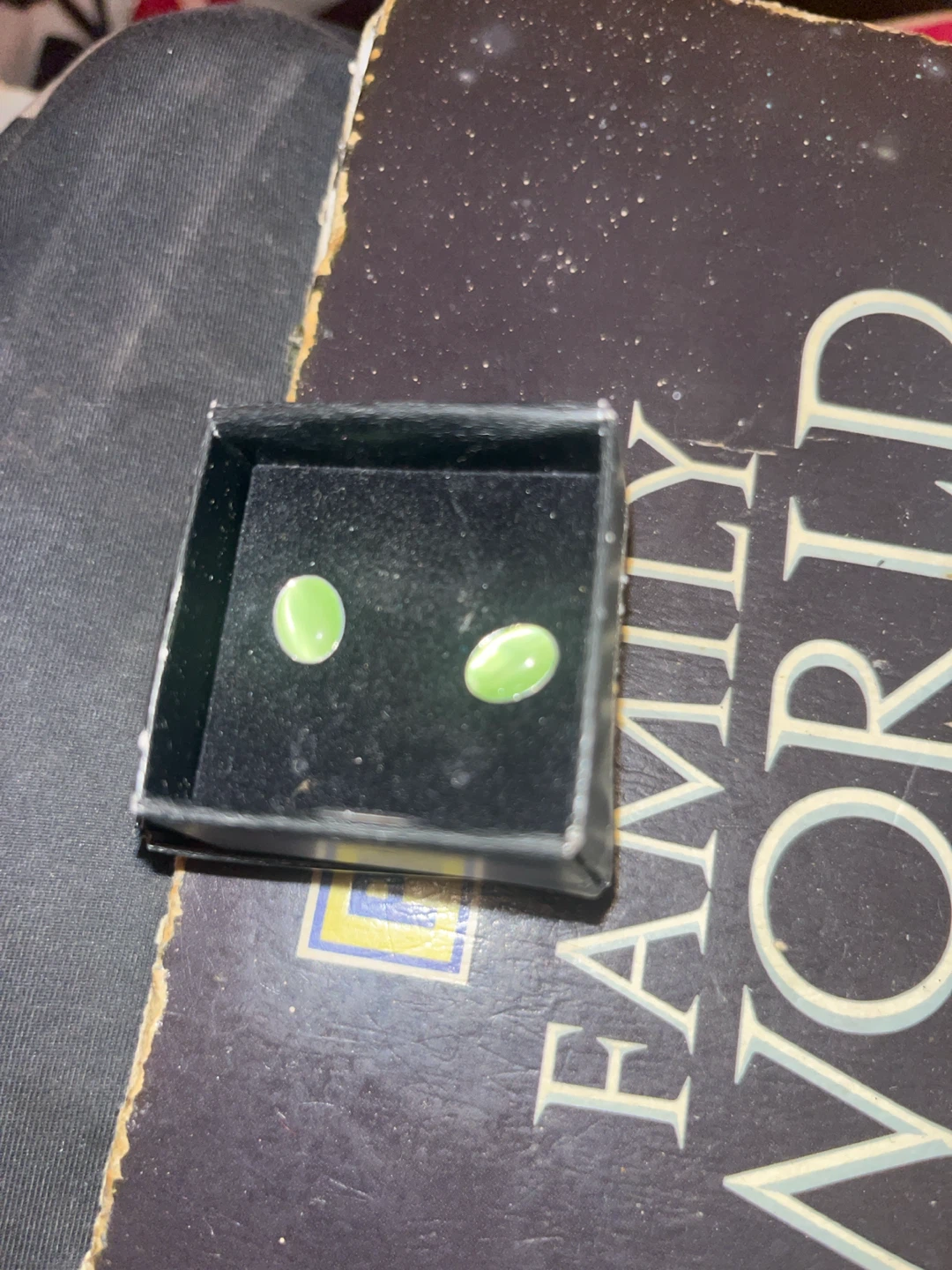 Green Oval Stud Earrings