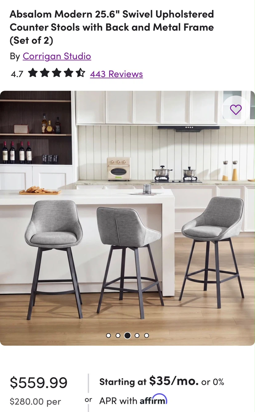 Corrigan Studio Absalom Counter Stools, Set of 2