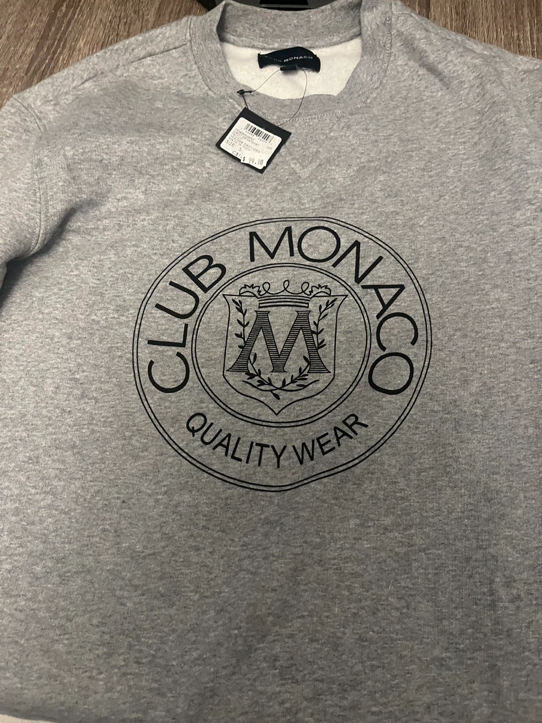 Brand New Club Monaco Crest Sweatshirt Heather Grey
