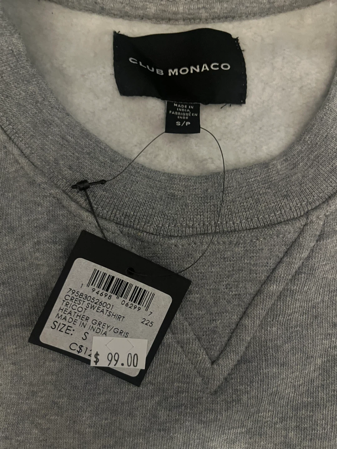 Brand New Club Monaco Crest Sweatshirt Heather Grey - photo 2