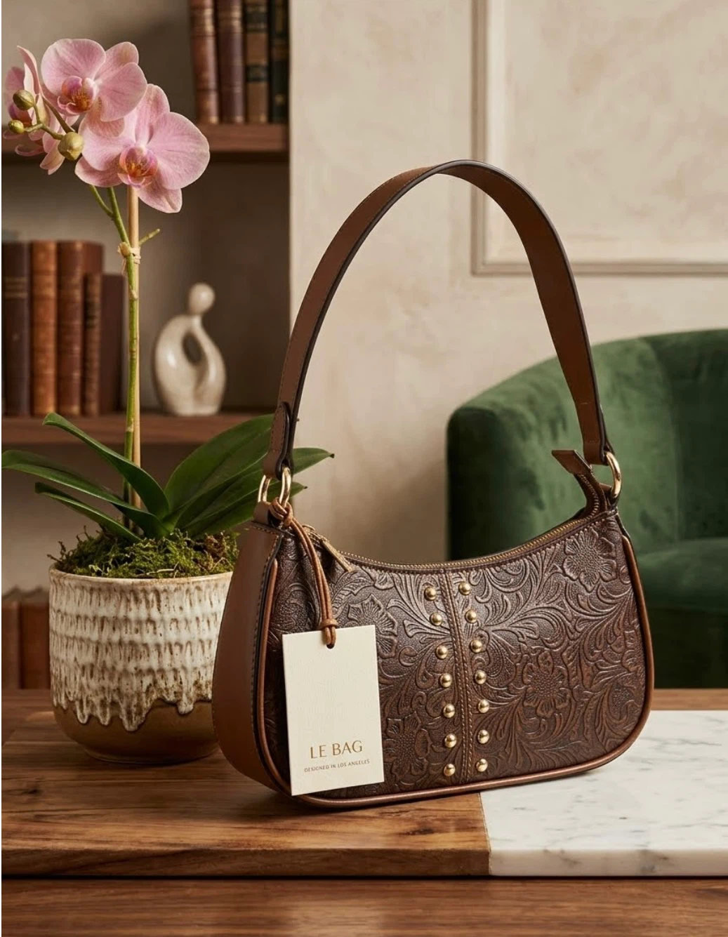 Le Bag Embossed Leather Shoulder Bag