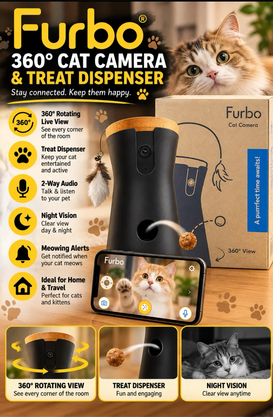 Furbo 360 Degree Cat Camera and Treat Dispenser