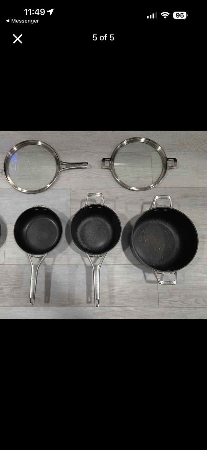Calphalon Nonstick Cookware Set 6 Pots & Pans + 4 Lids Used - photo 2