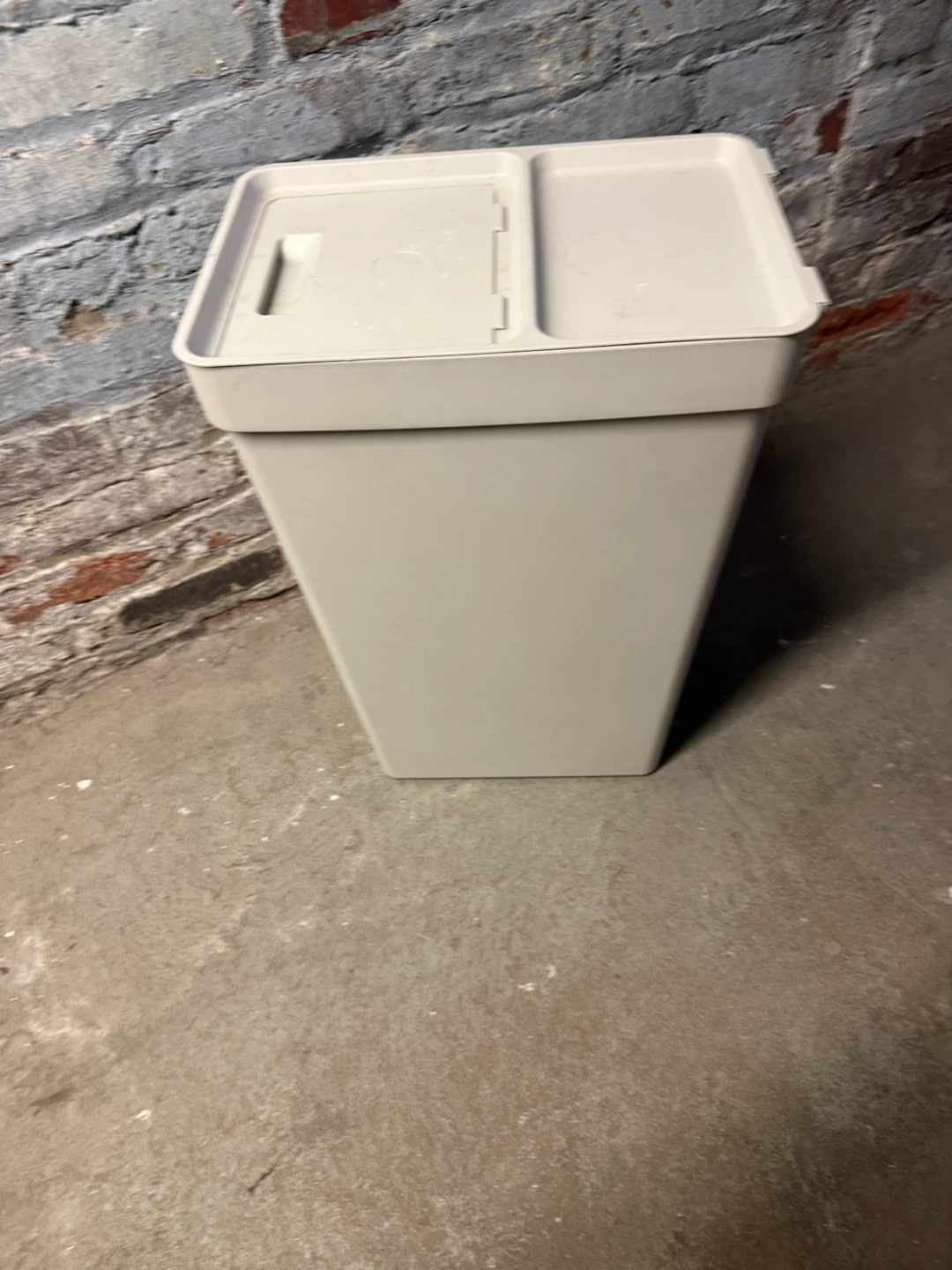 Light Gray Plastic Trash Bin