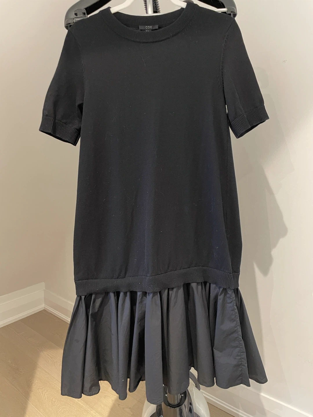 COS black knit dress with ruffle