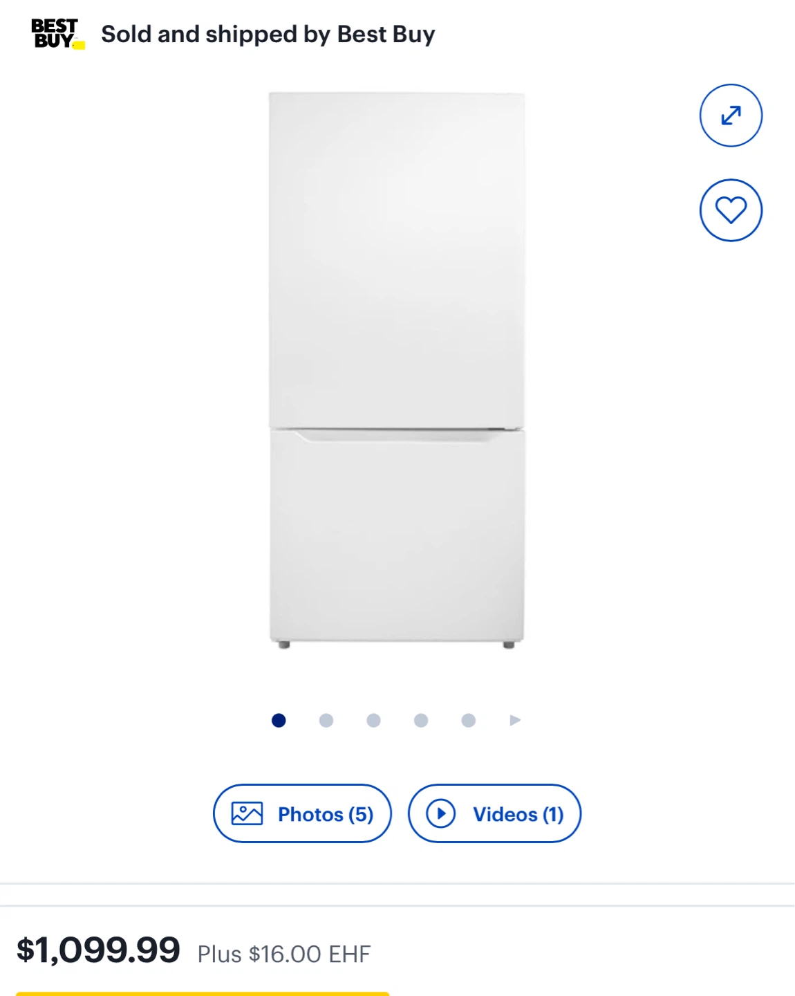 Insignia 18.6 Cu. Ft. Bottom Freezer Refrigerator - White