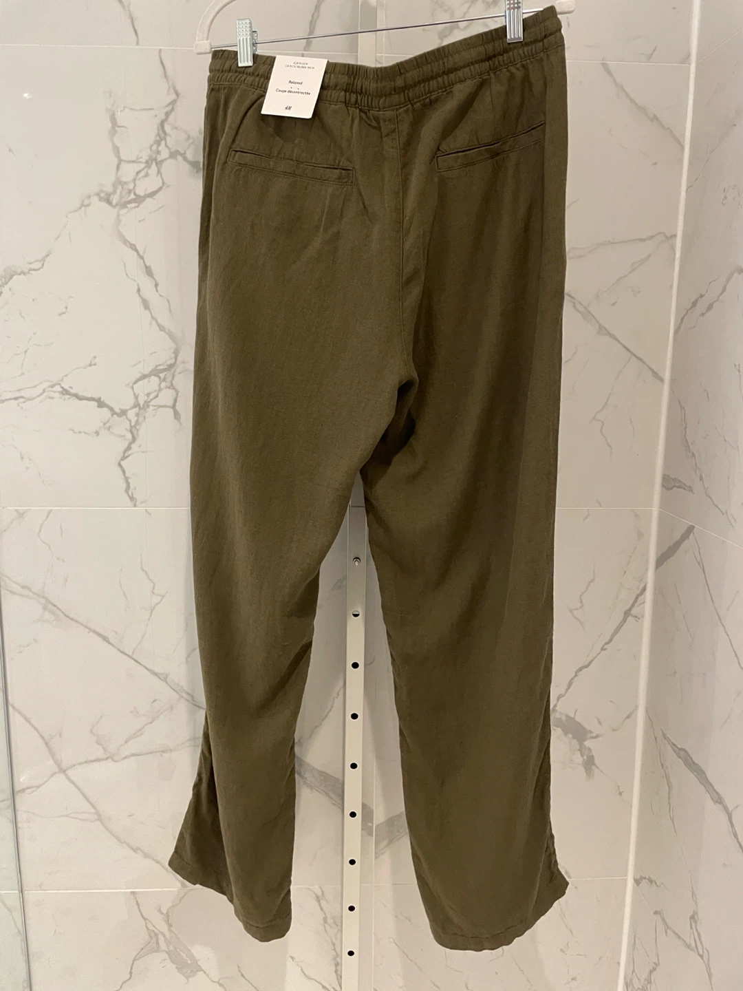 H&M Men’s Relaxed Linen Blend Pants Olive Green - photo 2