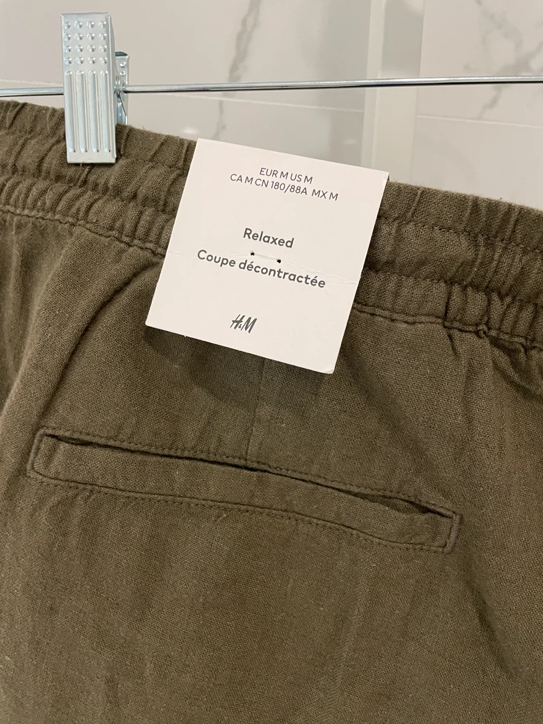 H&M Men’s Relaxed Linen Blend Pants Olive Green - photo 3