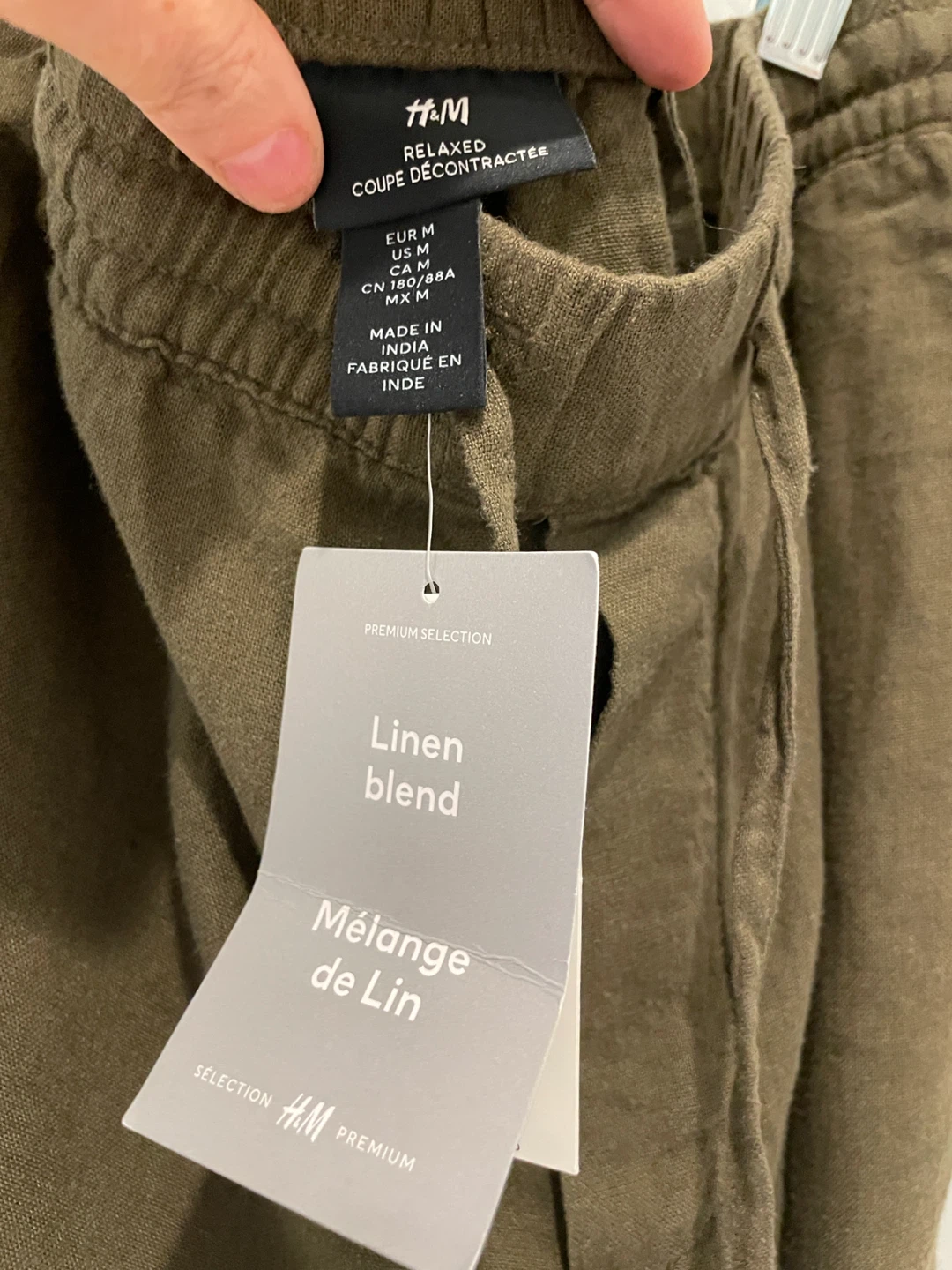 H&M Men’s Relaxed Linen Blend Pants Olive Green - photo 4