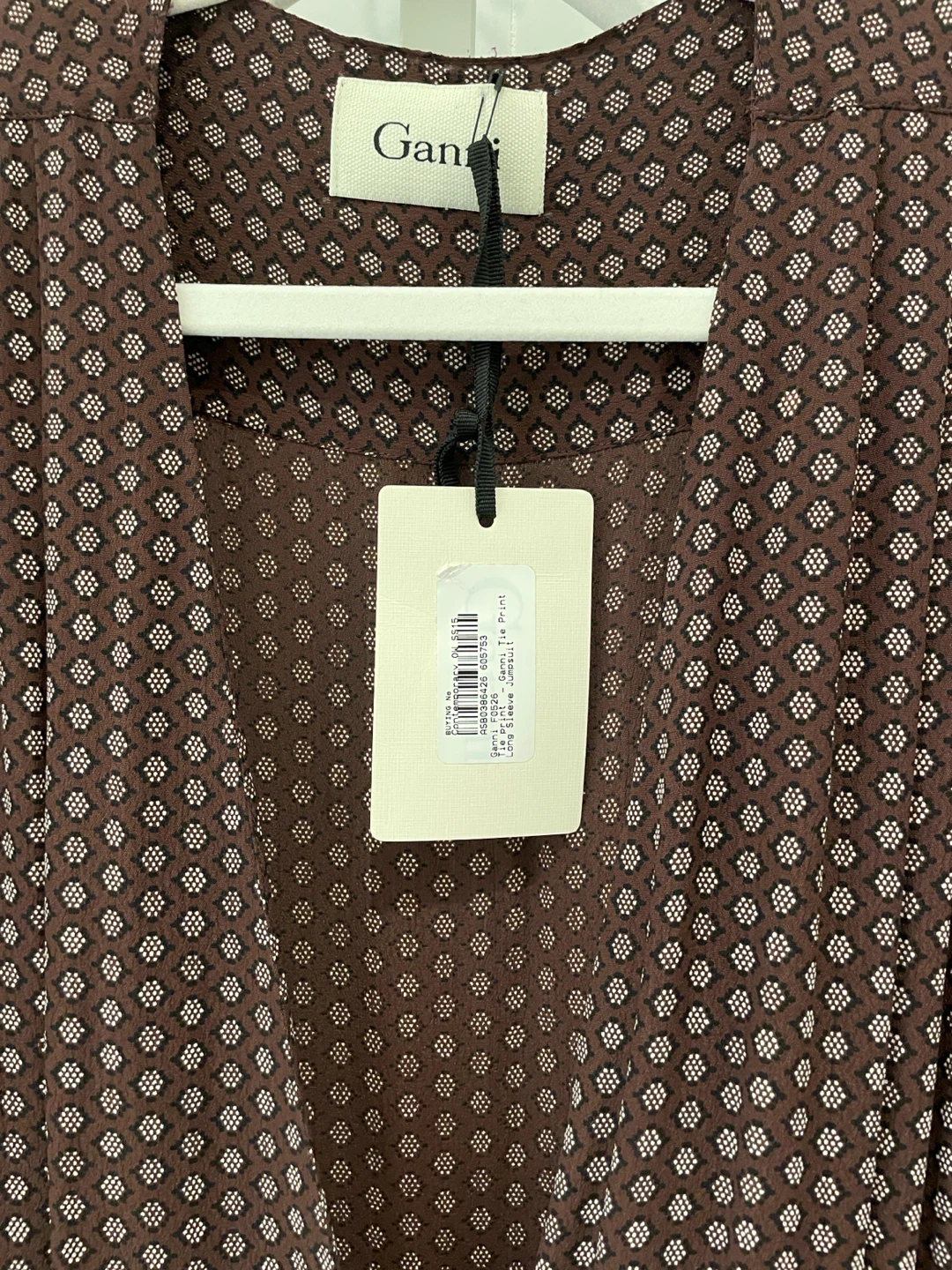 Ganni Long Sleeve Tie Print Jumpsuit - photo 2