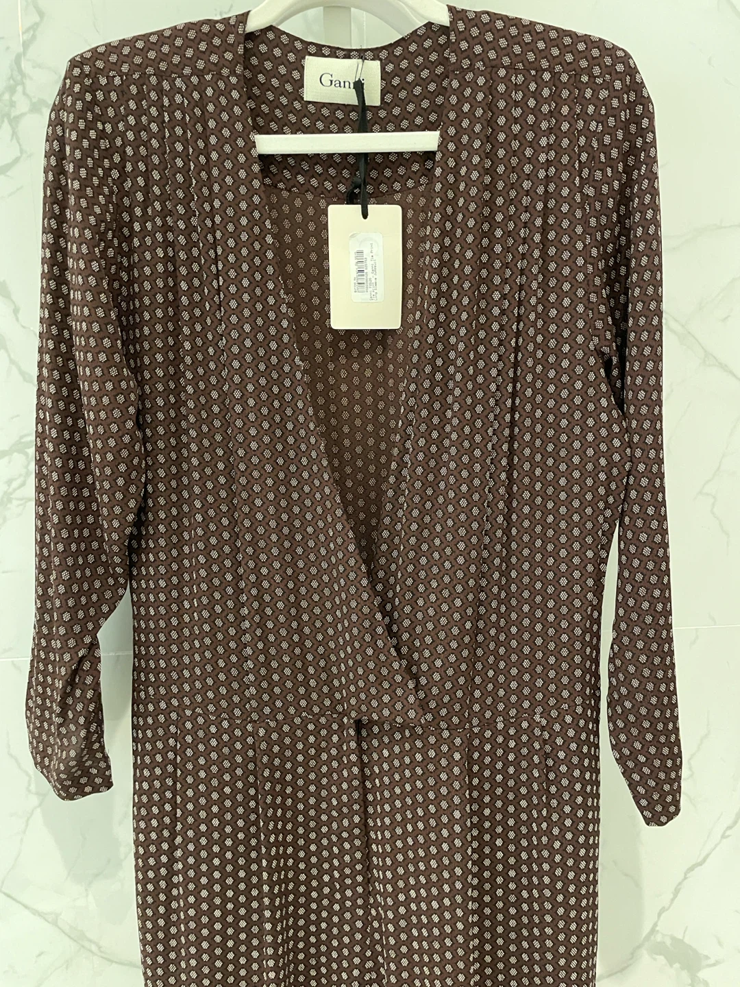 Ganni Long Sleeve Tie Print Jumpsuit - photo 3