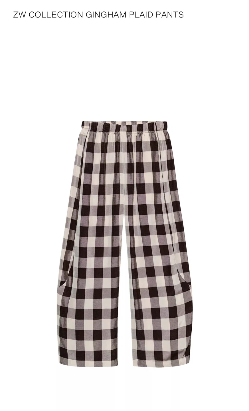 Zara ZW Collection Gingham Plaid Pants