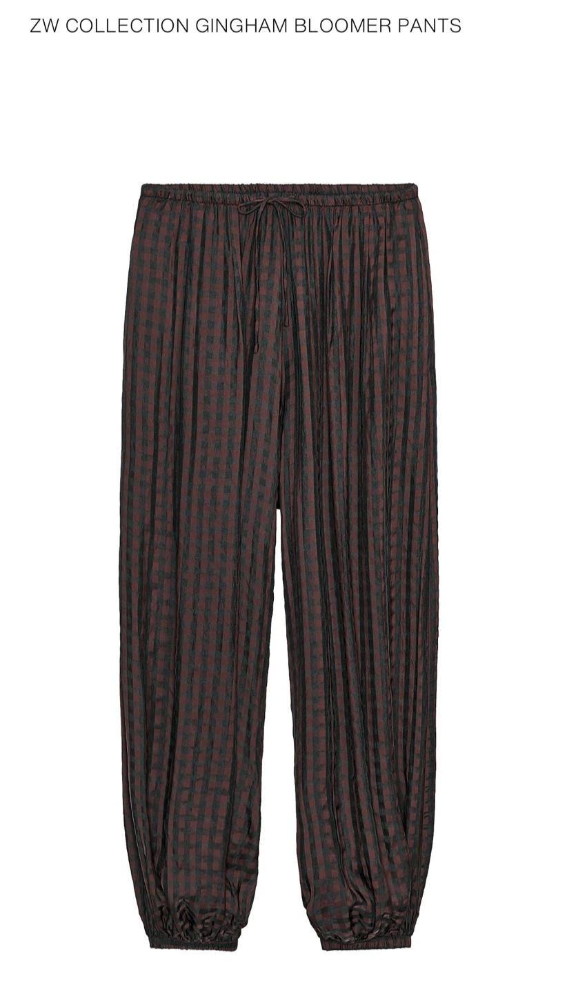 Zara ZW Collection Gingham Bloomer Pants