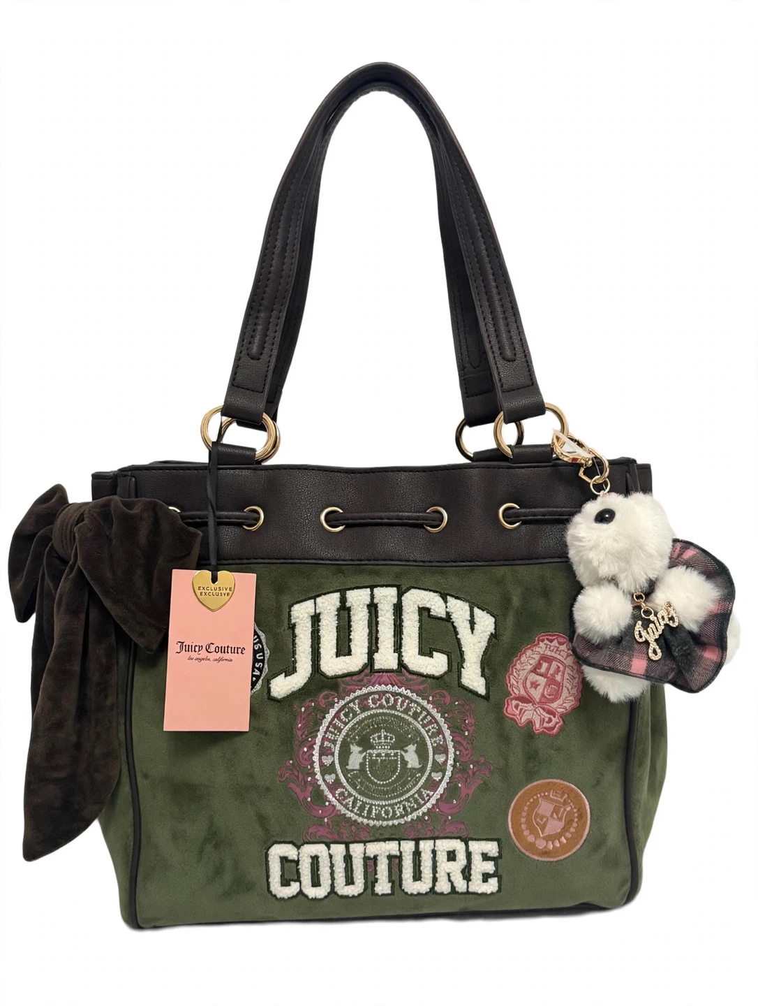 Juicy Couture Green Velour Daydreamer Tote Bag