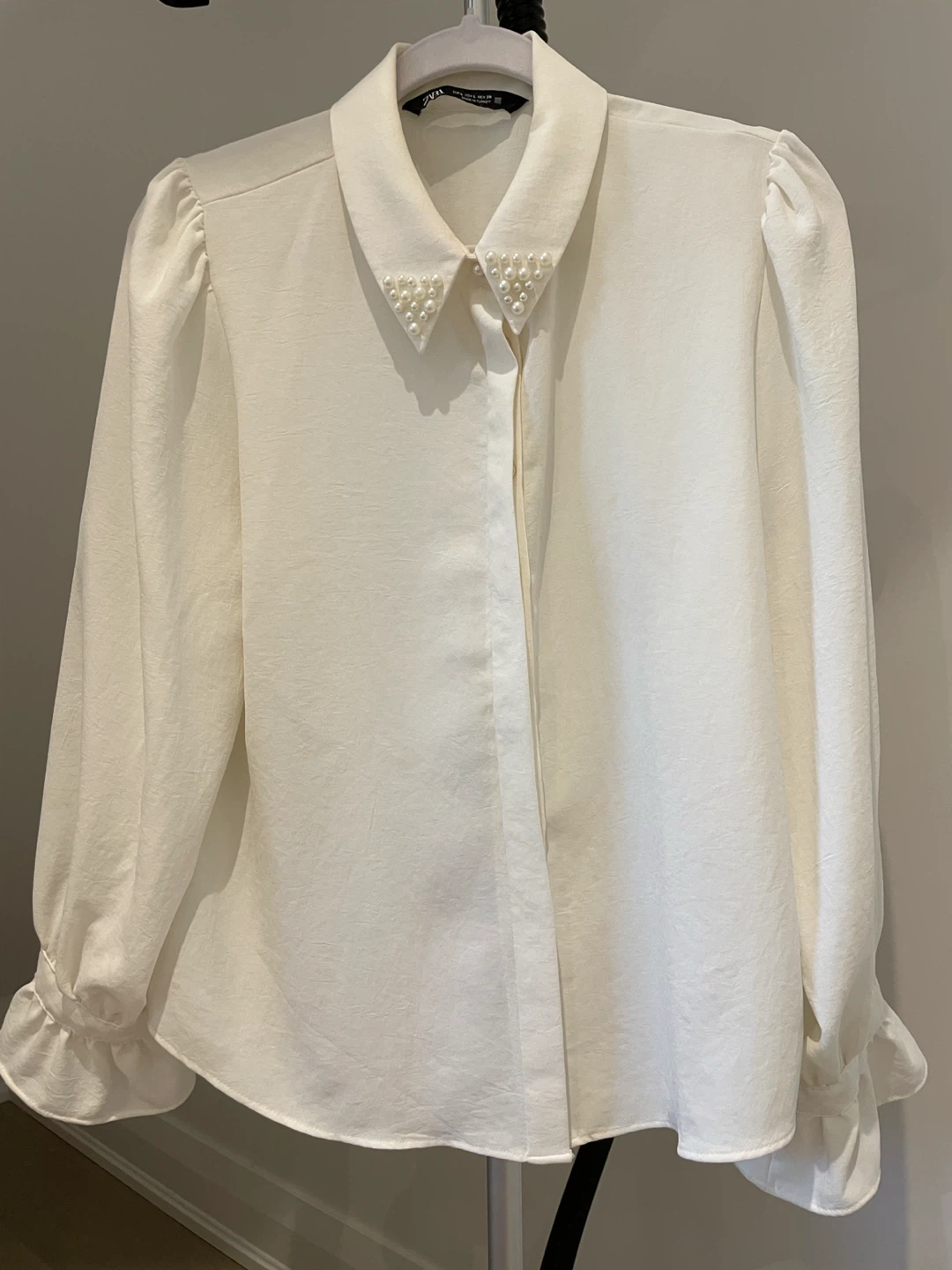 Zara Pearl Collar White Blouse