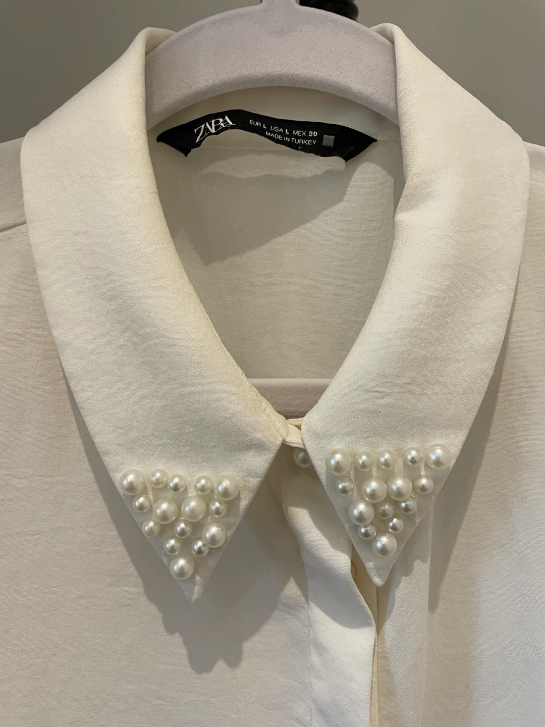 Zara Pearl Collar White Blouse - photo 2