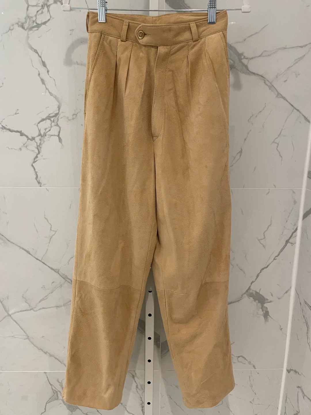 Leo Chevalier Tan Suede Trousers Size 6