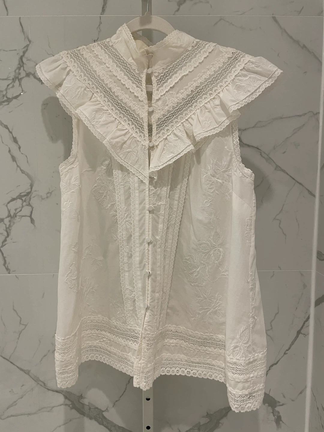 Zimmermann White Lace Sleeveless Blouse