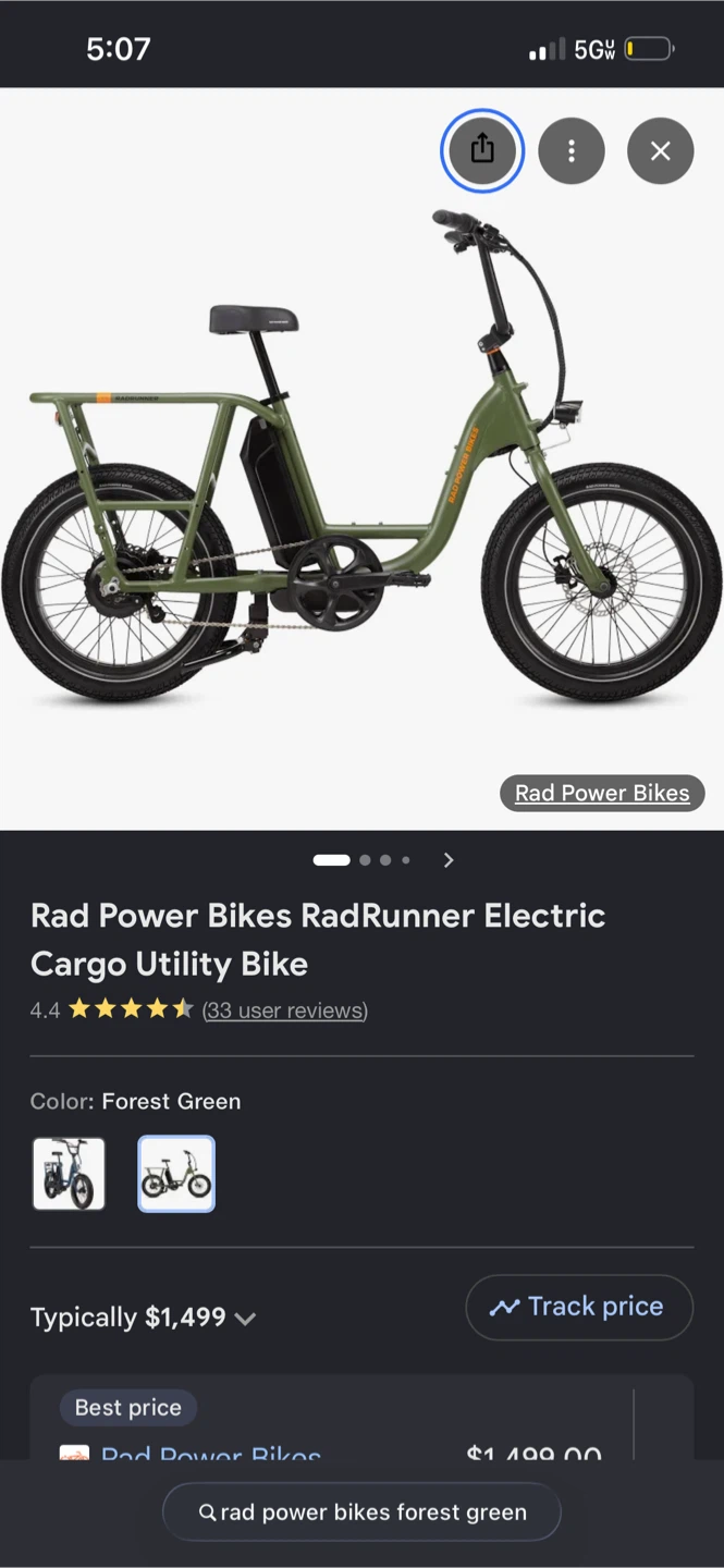 Rad Power Bikes RadRunner Electric Cargo Utility Bike