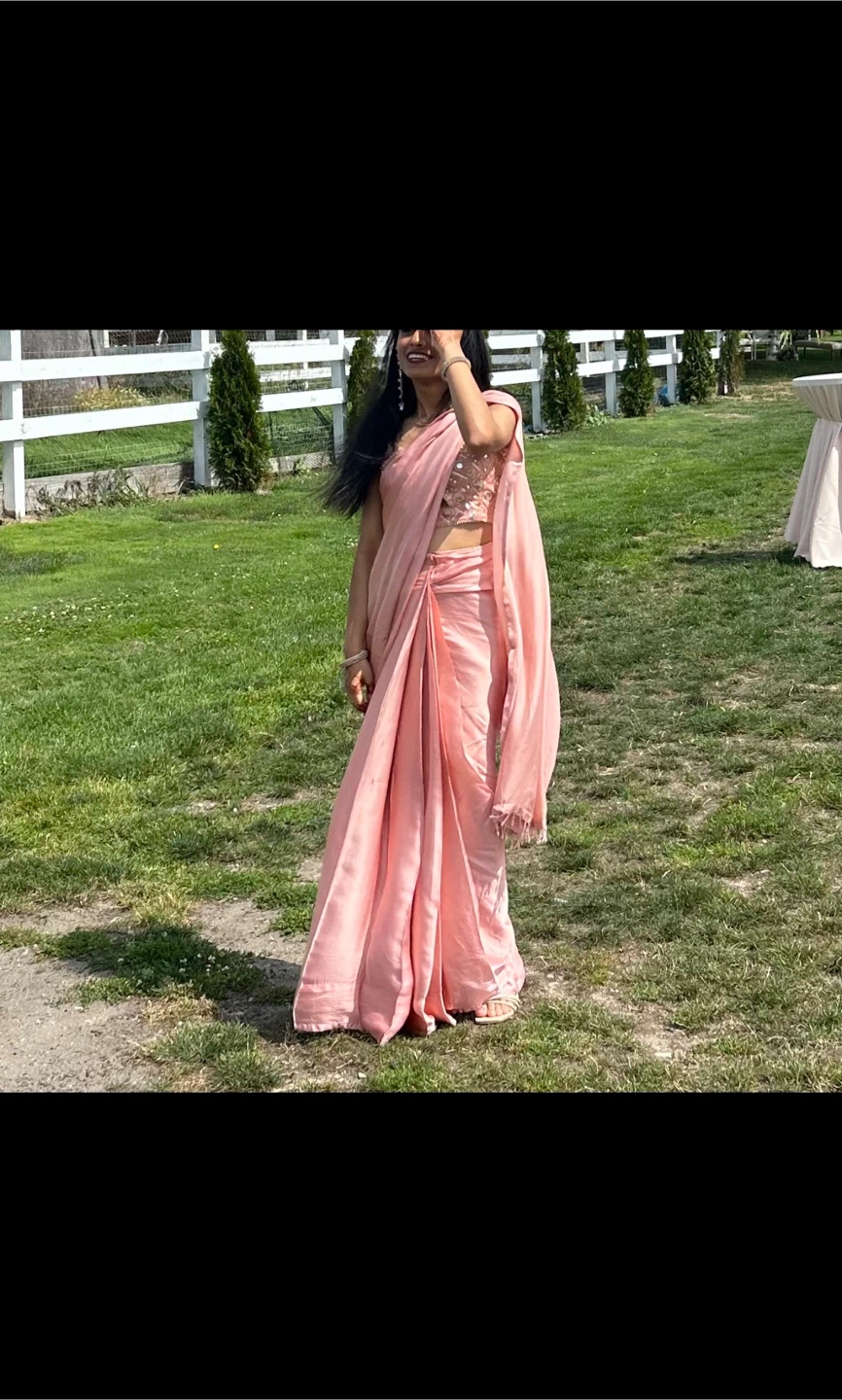 Pink Silk Satin Saree