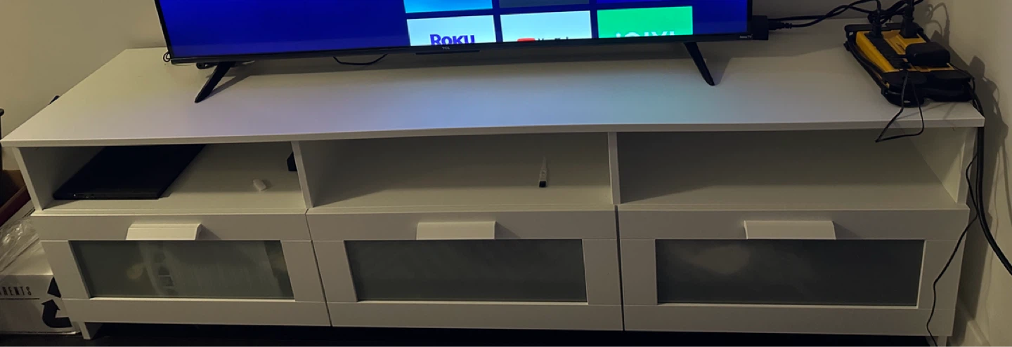 IKEA BRIMNES white TV bench with Three Drawers