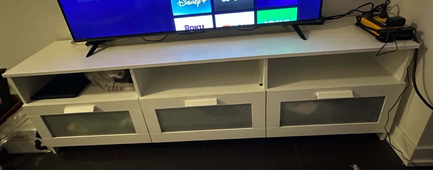IKEA BRIMNES white TV bench with Three Drawers - photo 3