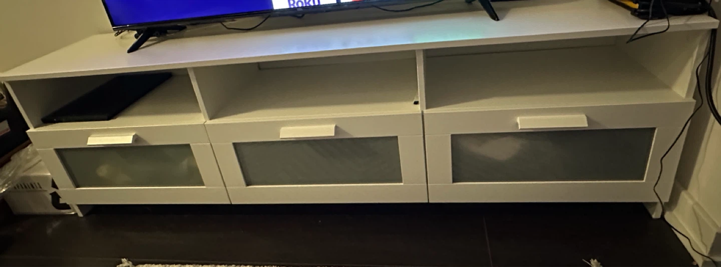IKEA BRIMNES white TV bench with Three Drawers - photo 4