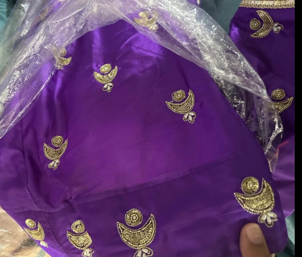 Purple Hand Embroidered Lehenga Set - photo 2