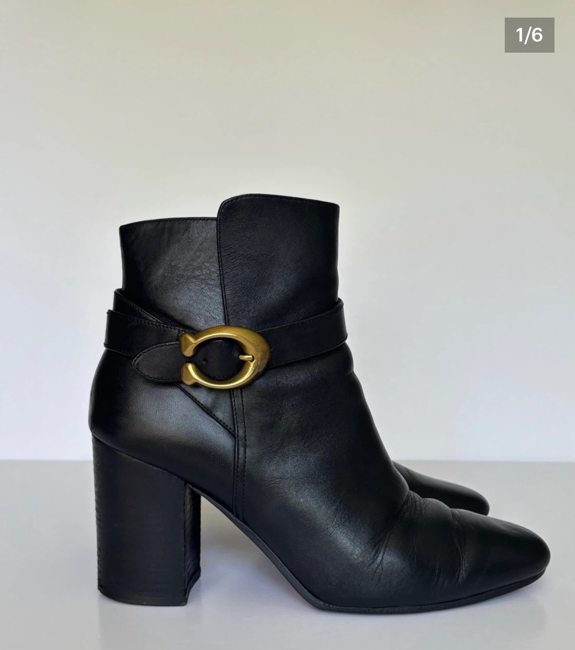 Coach Black Leather Ankle Boots