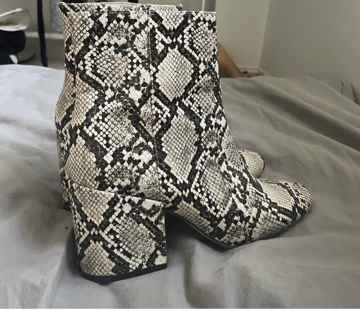Snake Print Block Heel Ankle Boots - photo 3