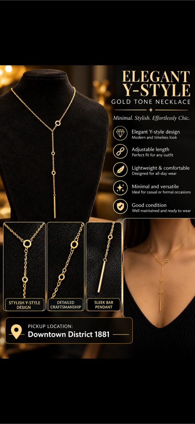 Elegant Y-Style Gold Tone Necklace