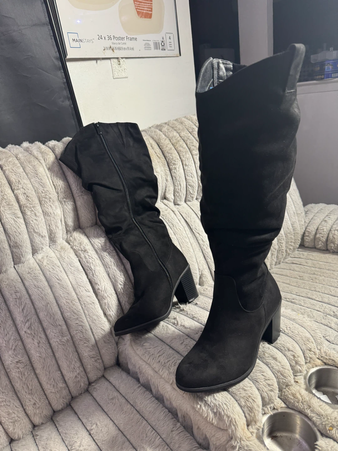Black Slouchy Heeled Boots Size 9.5XW - photo 3