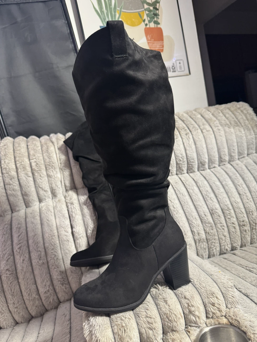 Black Slouchy Heeled Boots Size 9.5XW - photo 4