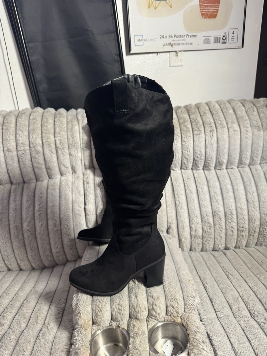 Black Slouchy Heeled Boots Size 9.5XW - photo 5