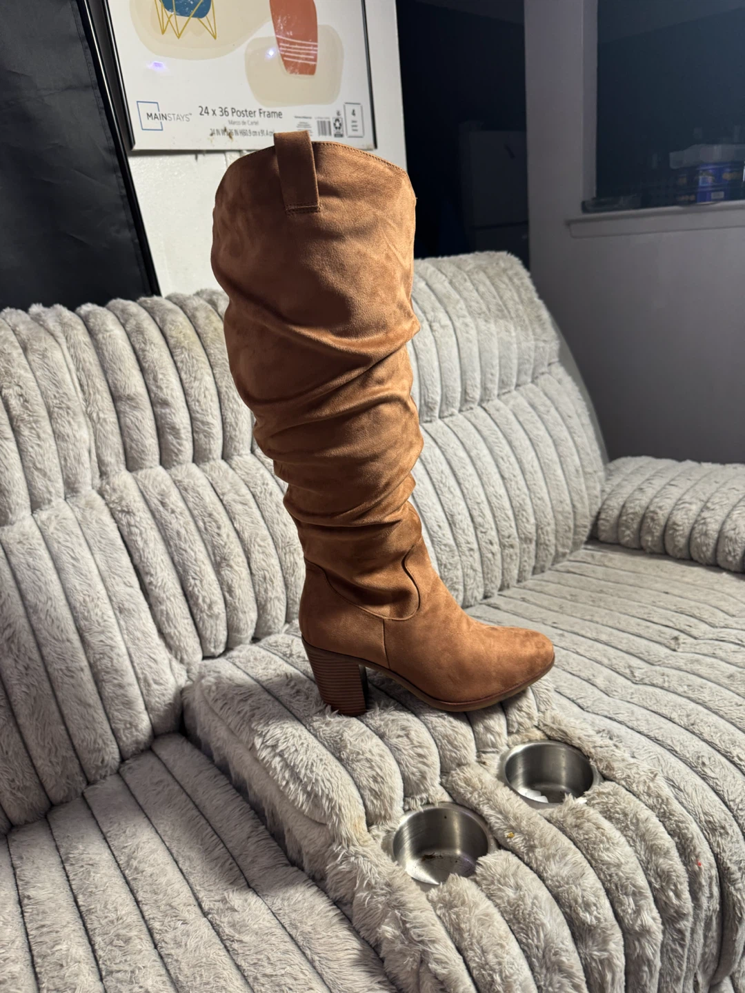 Brown Suede Slouch Boots