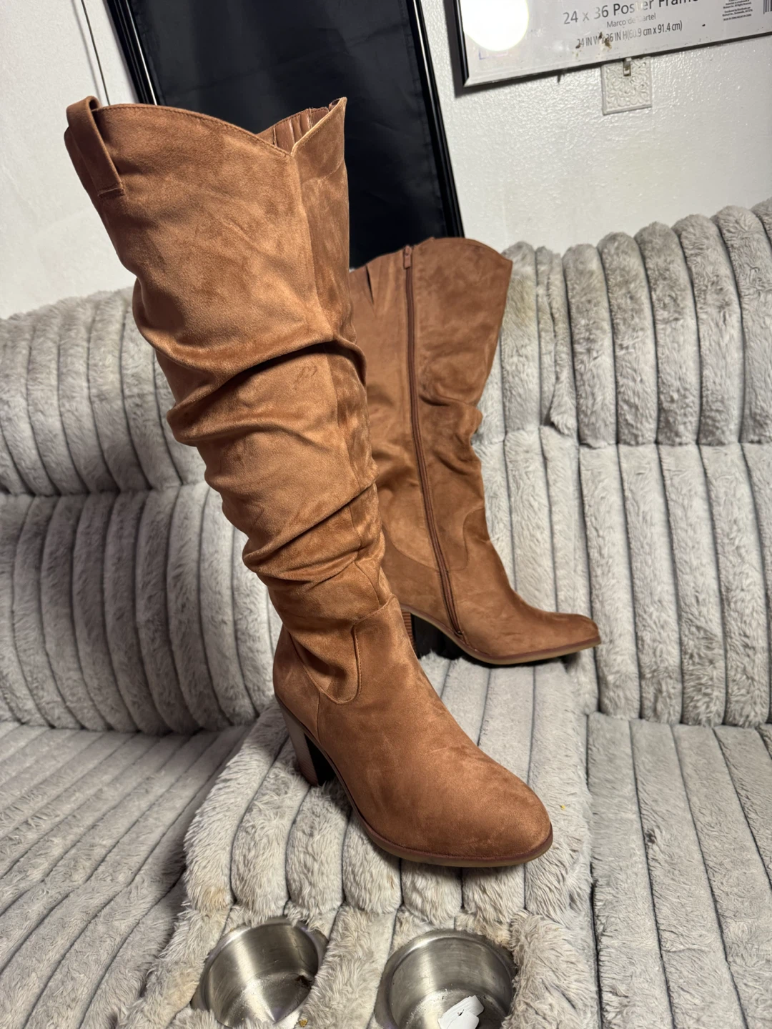 Brown Suede Slouch Boots - photo 2
