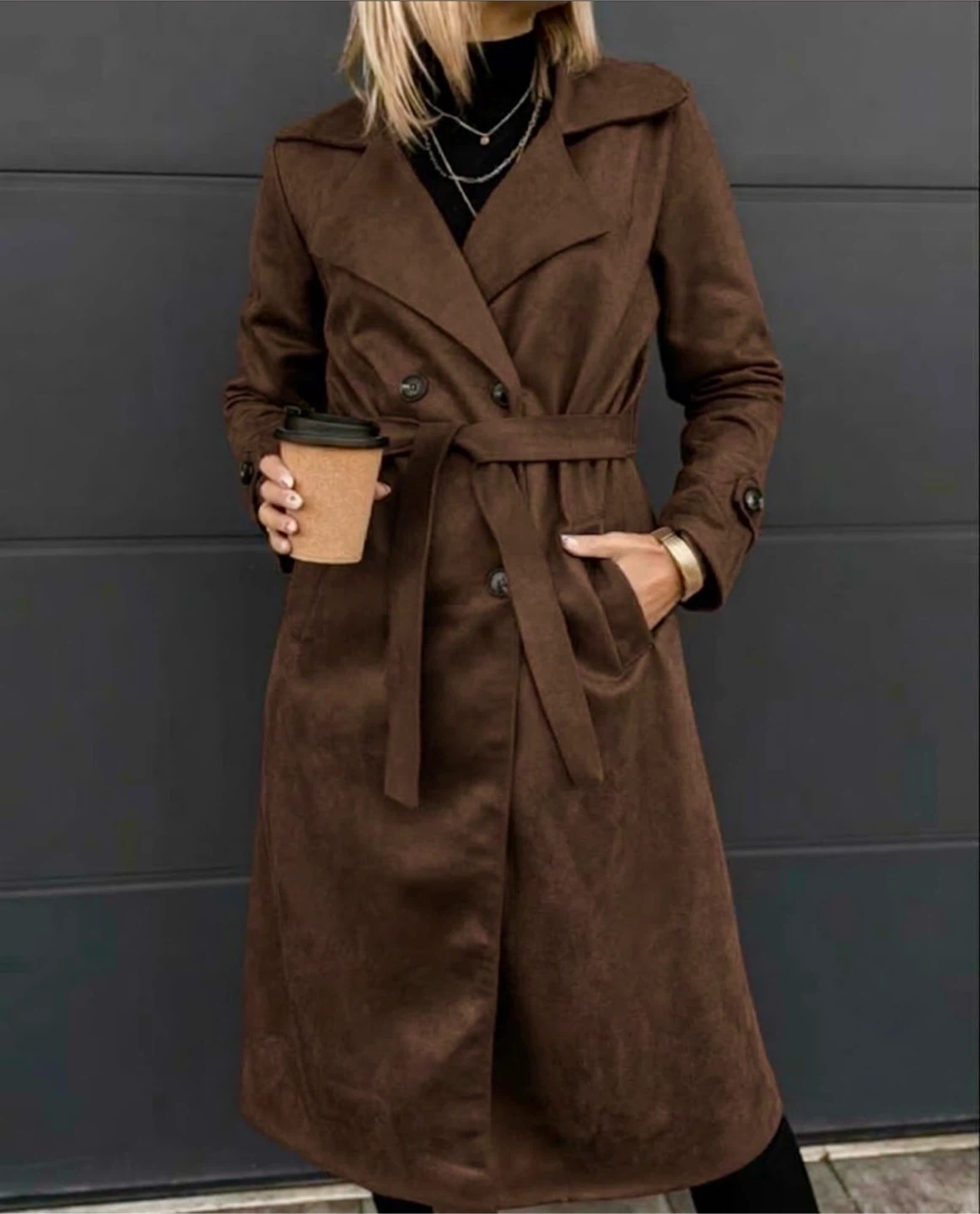 Brown Suede Trench Coat