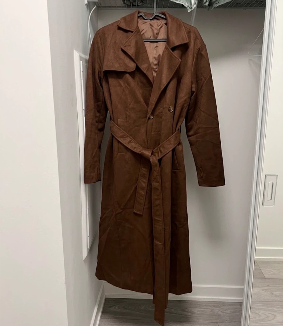 Brown Suede Trench Coat - photo 3