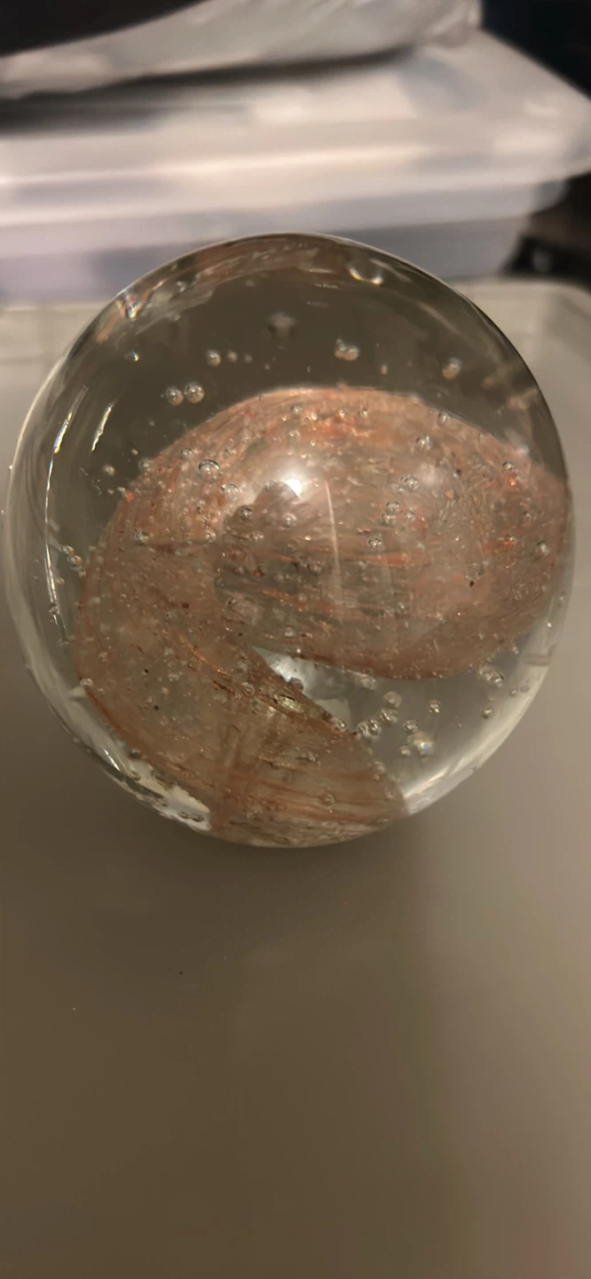 Clear Glass Paperweight with Copper Swirl - photo 2