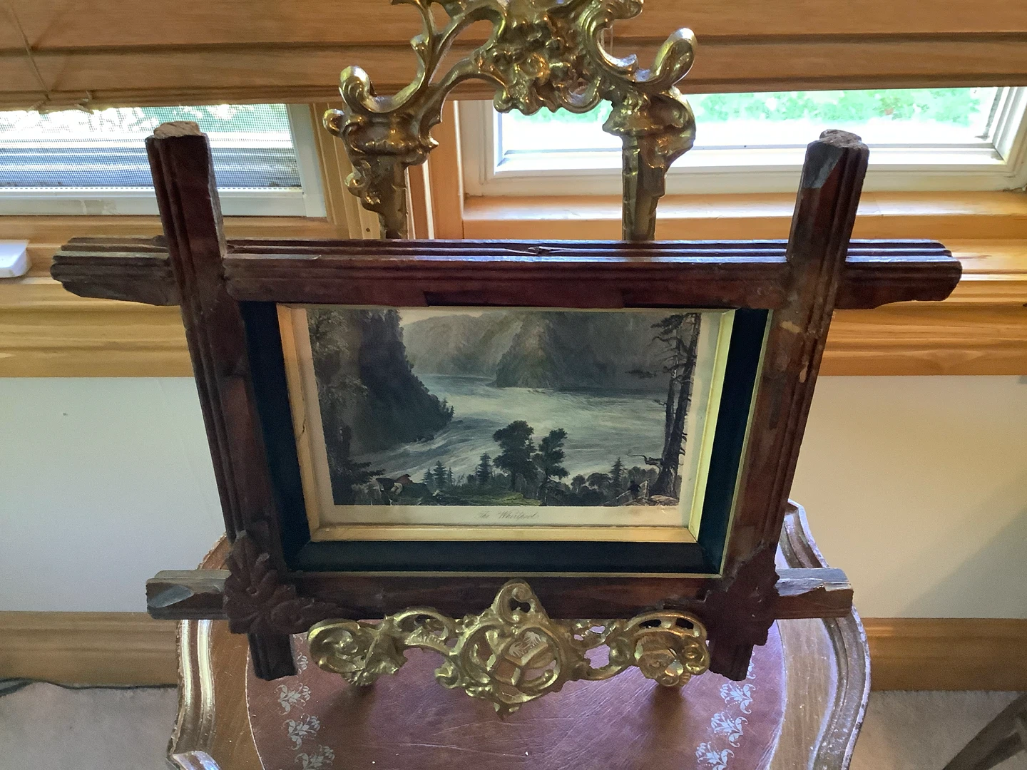 #11 Antique WH Bartlett Print “Whirlpool” Adirondack Wd Frame 🐞